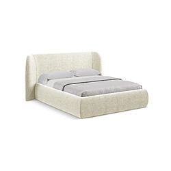 Makamii HAUKE Lit coffre 140x200 cm - Tissu chenille beige