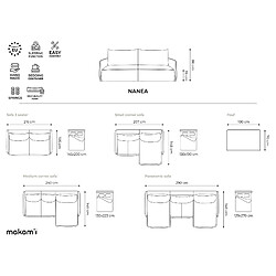 Makamii NANEA - Canapé d'angle convertible 2,5 places Tissu Olive pas cher