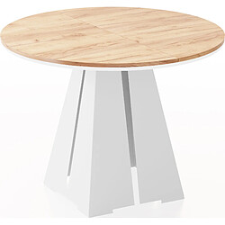 Wfl group Table à manger ronde extensible - Chêne Craft