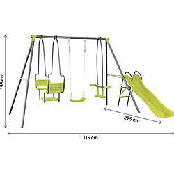 Avis Habitat Et Jardin Portique en métal avec toboggan Ludo II avec 4 agrès - Vert