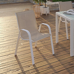 Idmarket Lot de 6 chaises de jardin LYMA - Blanc et beige