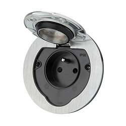 Protec Prise de Sol Ronde Étanche IP55 - Métal Brossé