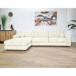 Lisa Design Rachel - Canapé d'angle gauche 4 places en tissu bouclette