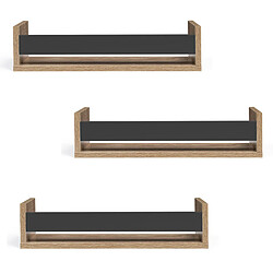 Avis Idmarket Lot de 3 étagères à épices murales JULES façon hêtre et noir
