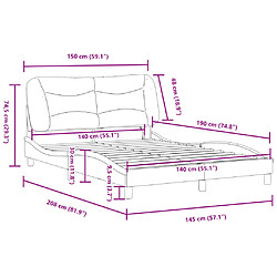 vidaXL Cadre de lit avec LED sans matelas Hvar taupe 140x190 cm tissu pas cher