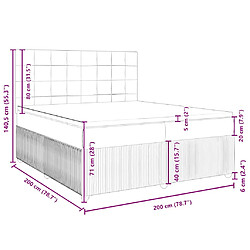 vidaXL Sommier à lattes de lit et matelas Bleu 200x200 cm velours pas cher