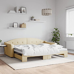 vidaXL Lit de jour avec gigogne sans matelas crème 90x200 cm