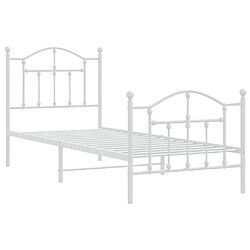 Avis vidaXL Cadre de lit métal sans matelas avec pied de lit blanc 90x190cm
