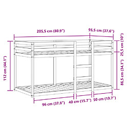 vidaXL Lit superposé sans matelas 90x200 cm bois de pin massif pas cher