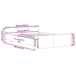 vidaXL Cadre de lit sans matelas gris béton 120x190 cm pas cher