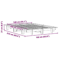 vidaXL Cadre de lit sans matelas blanc 140x190 cm bois de pin massif pas cher