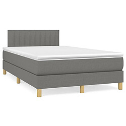 vidaXL Sommier à lattes de lit matelas LED gris foncé 120x190 cm tissu