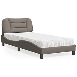 vidaXL Lit avec matelas taupe 90x200 cm tissu