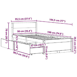 vidaXL Cadre de lit sans matelas 90x190 cm bois de pin massif pas cher