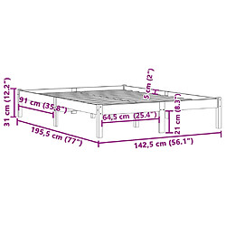 vidaXL Cadre de lit sans matelas 137x190 cm bois massif de pin pas cher
