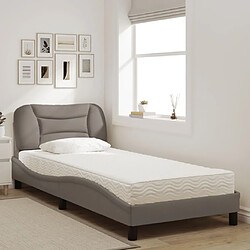 Avis vidaXL Lit avec matelas Hvar taupe 90x200 cm tissu