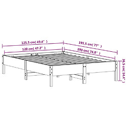vidaXL Cadre de lit sans matelas 120x190 cm bois de pin massif pas cher