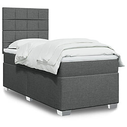 vidaXL Sommier à lattes de lit avec matelas Gris foncé 90x200 cm Tissu 