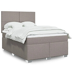 vidaXL Sommier à lattes de lit avec matelas Taupe 140x190 cm Tissu