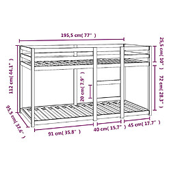 vidaXL Lit superposé sans matelas 90x190 cm bois de pin massif pas cher