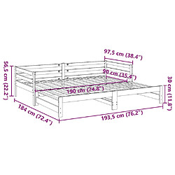 vidaXL Lit de jour et lit gigogne sans matelas 90x190 cm bois massif pas cher