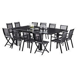 Wilsa Garden Salon de jardin en aluminium et verre Black star Table + 8 fauteuils + 4 chaises.