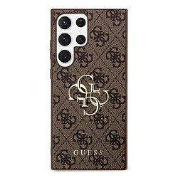 Guess Maroquinerie Guess Coque pour Samsung Galaxy S23 Ultra - Marron Coque arrière - Motif 4G - Protection antichoc et anti-rayures - Finition antidérapante