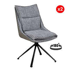Le Quai Des Affaires Lot de 2 chaises pivotantes de salle à manger JAVA / Gris foncé
