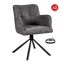 Le Quai Des Affaires Lot de 2 chaises pivotantes de salle à manger MILA/ Gris foncé