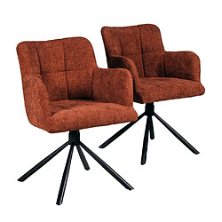 Le Quai Des Affaires Lot de 2 chaises pivotantes de salle à manger MILA/ Brun brique