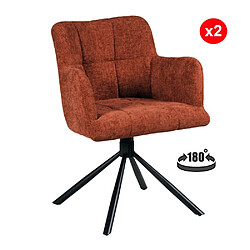 Le Quai Des Affaires Lot de 2 chaises pivotantes de salle à manger MILA/ Brun brique