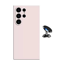 Kit Support Voiture Magnétique Phonecare pour Samsung Galaxy S25 Ultra - Rose Support voiture magnétique et coque en silicone pour Galaxy S25 Ultra - Silicone liquide ultra-fin - Design minimaliste - Protection robuste