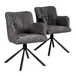 Le Quai Des Affaires Lot de 2 chaises pivotantes de salle à manger MILA/ Gris foncé