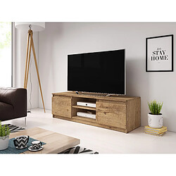 Other Brands Meuble TV Avec Pieds / suspendu Dingo - Chêne Kastan Breslau - Avec LED - Rangement élégant et pratique, Banc TV, Table TV