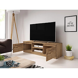 Other Brands Meuble TV Avec Pieds / suspendu Dingo - Chêne Kastan Breslau - Avec LED - Rangement élégant et pratique, Banc TV, Table TV