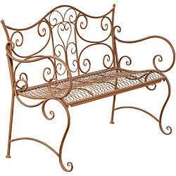 Decoshop26 Banc de jardin avec accoudoirs - Marron vieilli