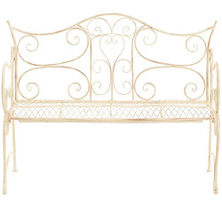 Decoshop26 Banc de jardin avec accoudoirs - Crème vieilli