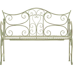 Decoshop26 Banc de jardin avec accoudoirs - Vert vieilli