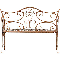 Decoshop26 Banc de jardin avec accoudoirs - Marron vieilli
