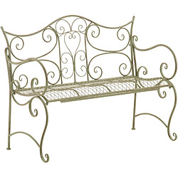 Decoshop26 Banc de jardin avec accoudoirs - Vert vieilli