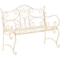 Decoshop26 Banc de jardin avec accoudoirs - Crème vieilli