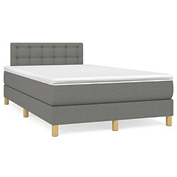 vidaXL Sommier à lattes de lit matelas LED gris foncé 120x190 cm tissu