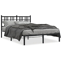 vidaXL Cadre de lit métal sans matelas avec tête de lit noir 140x190cm