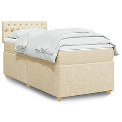 vidaXL Sommier à lattes de lit avec matelas Crème 100x200 cm Tissu
