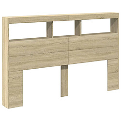 Avis vidaXL Armoire tête de lit avec LED chêne sonoma 160x17x102 cm