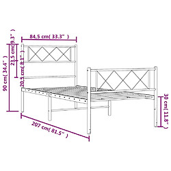vidaXL Cadre de lit métal sans matelas avec pied de lit blanc 80x200cm pas cher