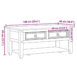 vidaXL Table basse avec tiroirs Corona 100x48x45 cm bois de pin massif pas cher