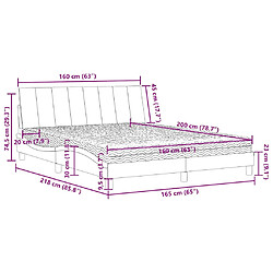 vidaXL Lit avec matelas Hanko bleu 160x200 cm velours pas cher