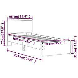 vidaXL Cadre de lit sans matelas avec tête de lit 90x200 cm pas cher
