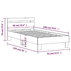 vidaXL Cadre de lit sans matelas avec lumières LED 90x190 cm pas cher